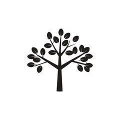 Oak Tree with Leaves vector silhouette