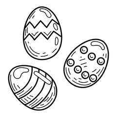 Coloring page Easter egg sketch. Set holiday symbols. Hand drawn vector illustration.