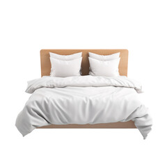 Fototapeta na wymiar Large comfortable bed. Isolated on transparent background.