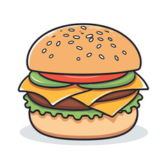 Delicious burger illustration flat vector drawing