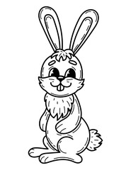 Coloring book cute bunny sketch. Animal cartoon character. Hand drawn vector illustration.
