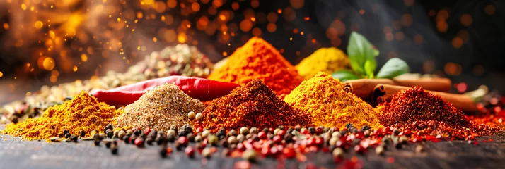 Poster Assorted Spices for Cooking, Vibrant Flavors and Ingredients, Culinary Essentials for Diverse Dishes © Jahid