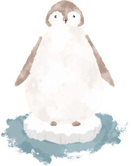 Penguin on a melting iceberg hand drawn illustration - 737453293