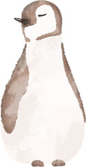 Penguin hand drawn illustration in beige colors - 737453298
