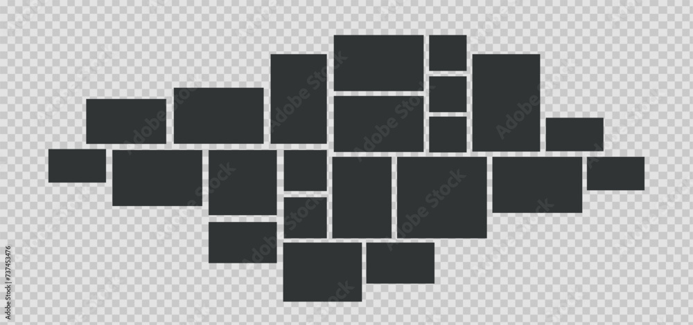 Aufkleber Template for photo collage. Composition with frames for pictures. Design layout grid for images. Vector simple gallery on transparent bg as a png.