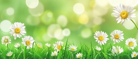 An array of daisies basks in the warm sunlight, their white petals and yellow centers a symbol of spring's joyful embrace