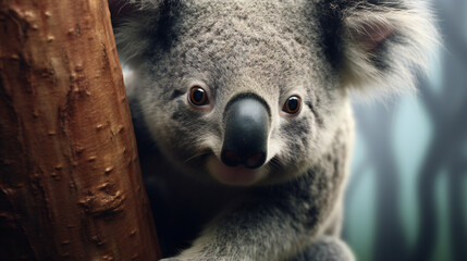 Super Macro Close-up of koala. Full HD Background. Generative AI,