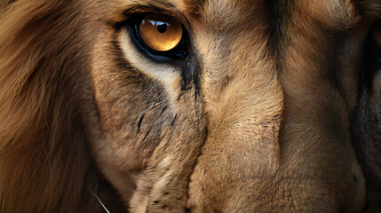 Super Macro Close-up of lion. Full HD Background. Generative AI,