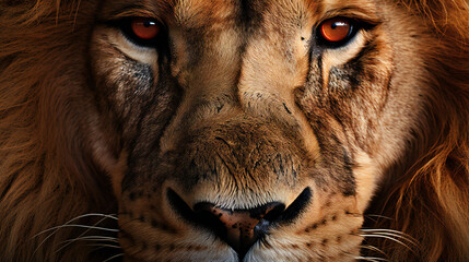 Super Macro Close-up of lion. Full HD Background. Generative AI,