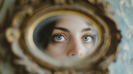 Blurred Portrait of a Person in Reflective Patterned Glass