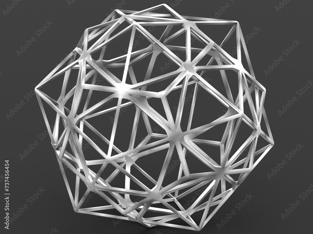 Poster wireframe shape compound of dodecahedron and icosahedron 3d print model