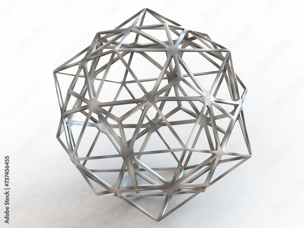 Poster wireframe shape compound of dodecahedron and icosahedron 3d print model