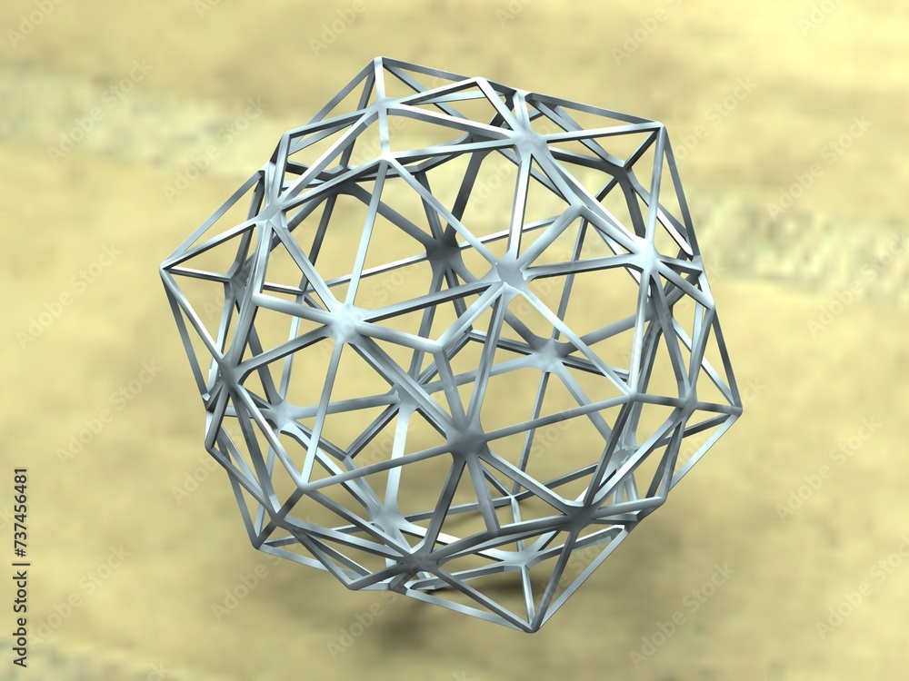 Poster wireframe shape compound of dodecahedron and icosahedron 3d print model