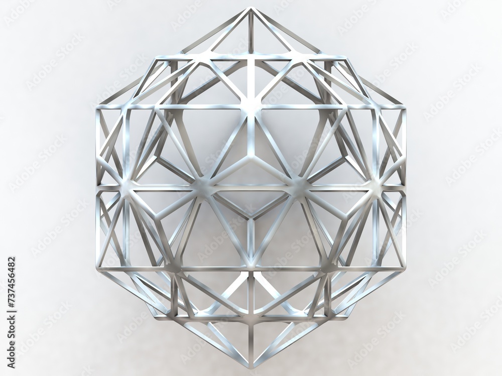 Poster wireframe shape compound of dodecahedron and icosahedron 3d print model