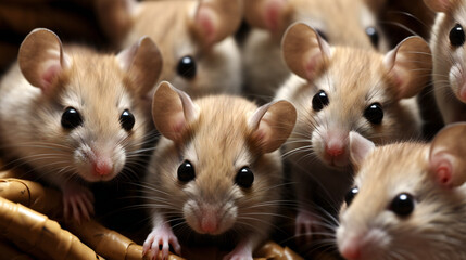 Super Macro Close-up of mice. Full HD Background. Generative AI,