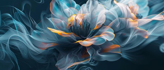 fluid abstract blooming flowers intricate 3D patterns . blooming flowers and Smoke Blooms, Aesthetics colorful floral inspirational tenderness illustration. Generative ai - obrazy, fototapety, plakaty