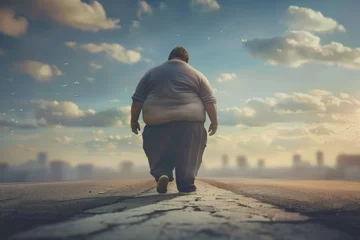 Foto op Plexiglas fat man with obesity ,unhealthy living concept © Наталья Добровольска