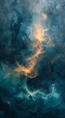 Teal, Blue, and Green Watercolor Abstract Generative AI