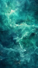 Teal, Blue, and Green Watercolor Abstract Generative AI