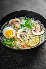 soup ramen asian first course fresh eating cooking appetizer meal food snack on the table copy space food background rustic top view