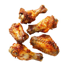 fried chicken wings and legs isolated on a white background with clipping path.