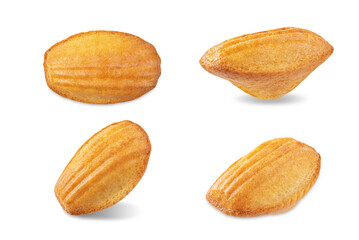 Madeleine cakes on a white isolated background