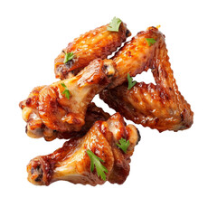 fried chicken wings and legs isolated on a white background with clipping path.