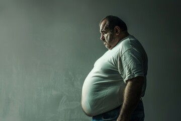 fat man with obesity ,unhealthy living concept