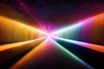 Futuristic light tunnel in the night. 3D rendering.