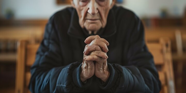 Finding comfort and camaraderie among fellow Christians: A refuge for elderly individuals facing adversity. Concept Spiritual Support, Senior Christian Community, Facing Adversity, Finding Comfort