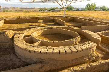 Archeological UNESCO site of Ancient Sarazm at sunset,  4th millennium BCE civilization in...