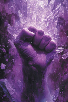 Empowering International Women's Day Concept with Raised Fist. Generative AI image