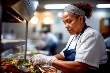 Woman Preparing Food in Kitchen Oven Generative AI