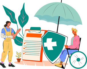 Health medical insurance and trauma treatment. Accident health insurance policy.