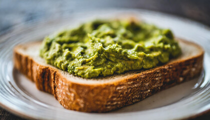 Fresh avocado toast on whole grain bread, a healthy breakfast option