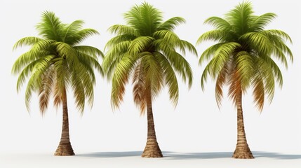 Obraz premium Three palm trees isolated on white background