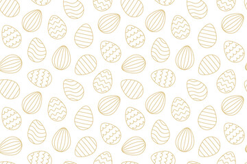 seamless golden pattern with easter eggs - vector illustration- vector illustration