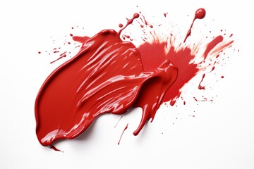Red paint blob with splash - obrazy, fototapety, plakaty