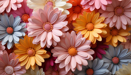 Obraz premium Nature beauty in a bouquet of colorful daisies, a perfect gift generated by AI