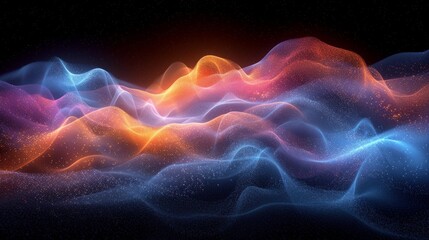 Abstract Futuristic Glowing Blue And Orange Color Wave Illustration