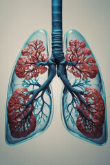 3d rendered illustration of human anatomy, lungs on a light background
