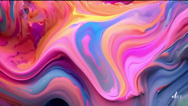Motion color drop swirling background effect 4k video. Blurred colored abstract background. Smooth transitions of iridescent colors. Colorful gradient. Rainbow backdrop. movement
