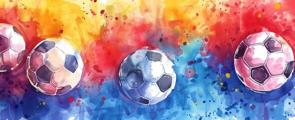 Soccer Splash Artistic Flair - Soccer balls in a splash of artistic watercolor flair