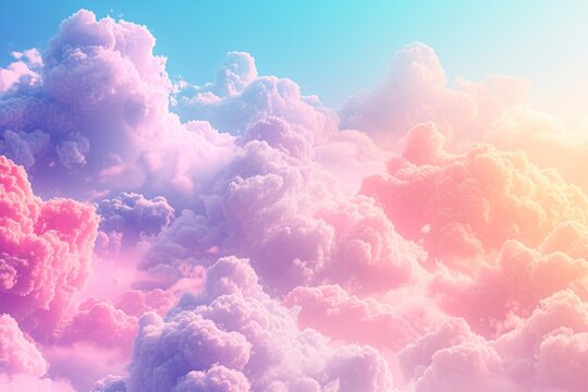 A surreal and ethereal dreamscape of pink clouds