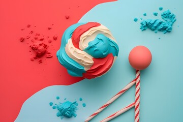 red, white, and blue playdough with a pastel backdrop