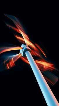 Din&acirc;mica de turbina e&oacute;lica com trilhas de luz ardente