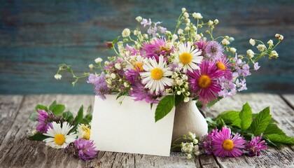 wild flowers with card