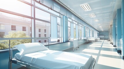 An illustration of a hospital room with an empty bed