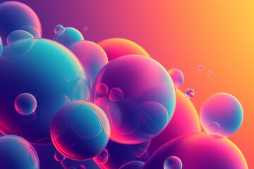 Vivid and colorful 3D rendering of multiple translucent spheres