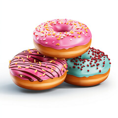 donut, essen, süss, kuchen, dessert, donut, donut, isoliert, praline, weiß, pink, baked, glasur, krapfen, gebäck, süßspeise